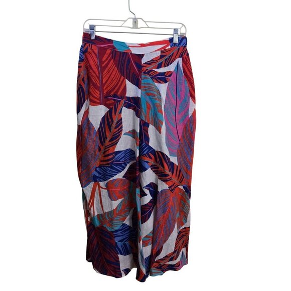 Magaschoni 100% Spun Luxe Linen Tropical Midi Skirt Size M - Picture 1 of 5